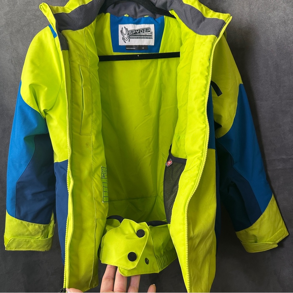 Spyder Boys Challenger Ski Jacket Sharp Lime Size 12 Insulated Winter Coat - Picture 12 of 17